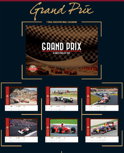 2014 Calendar Grand Prix circuits and racing cars