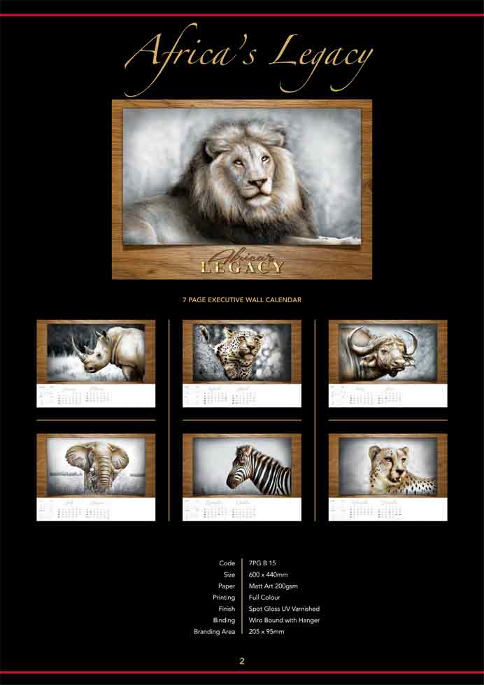 Africa's legacy executive wall calendar 2015